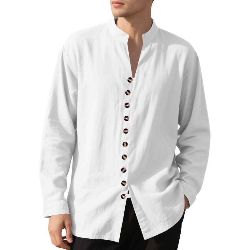Casual long sleeve shirt for men with Henley collar and trendy buttons Lune London