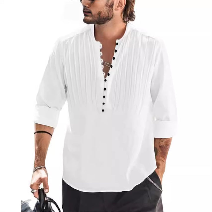 Man Elegant Buttoned Pleated Shirt Lune London