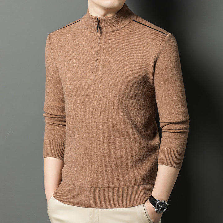 Elegant high collar sweater for men with half-zip closure Lune London