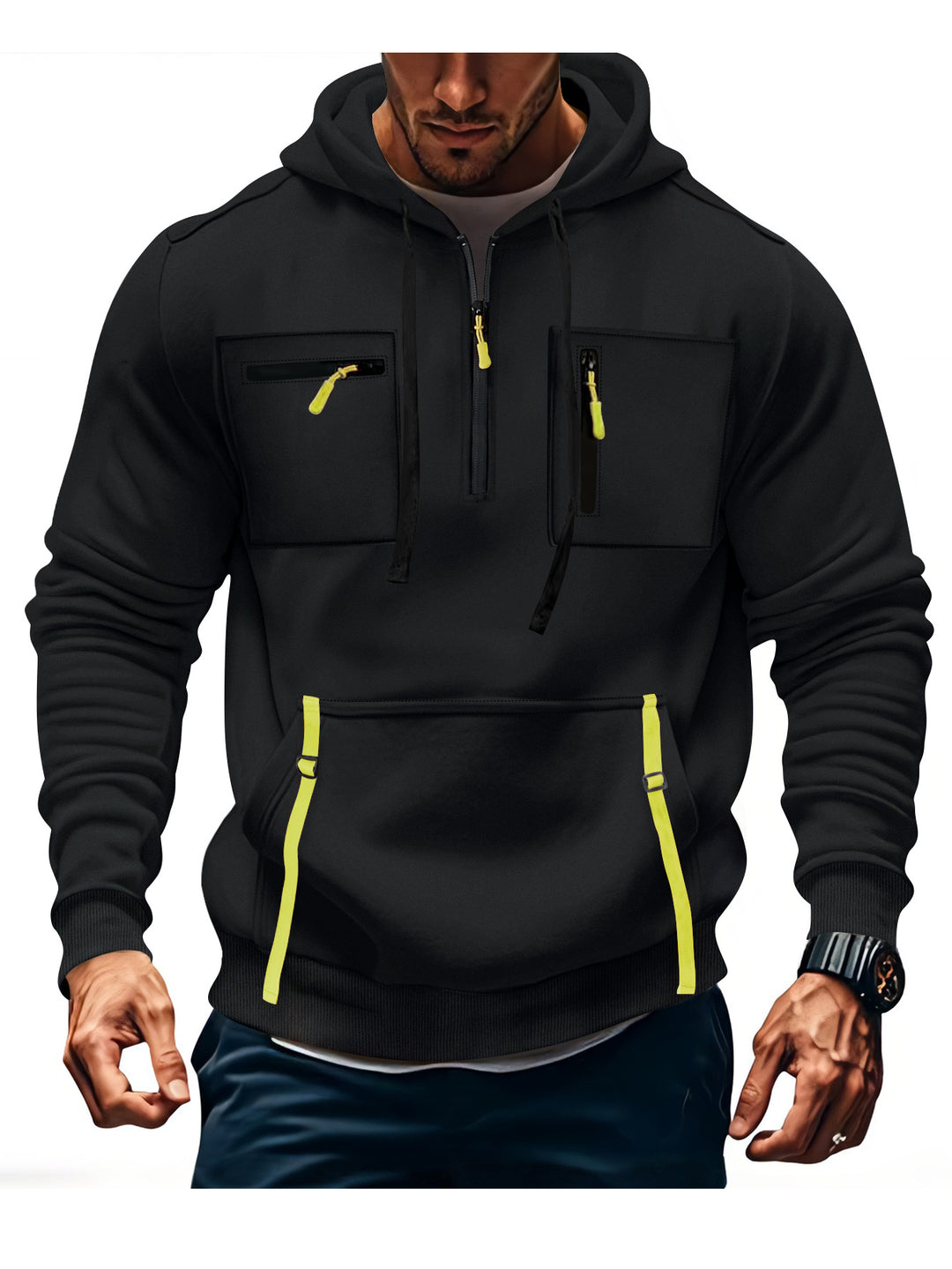 Men's stylish hooded sweatshirt with functional zip pockets Lune London