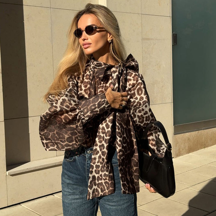 Ladies Oversized Shirt with Unique Leopard Print Lune London