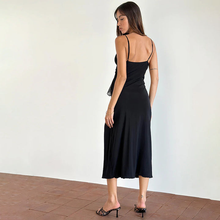 Lune London high slit ruffle midi dress for women