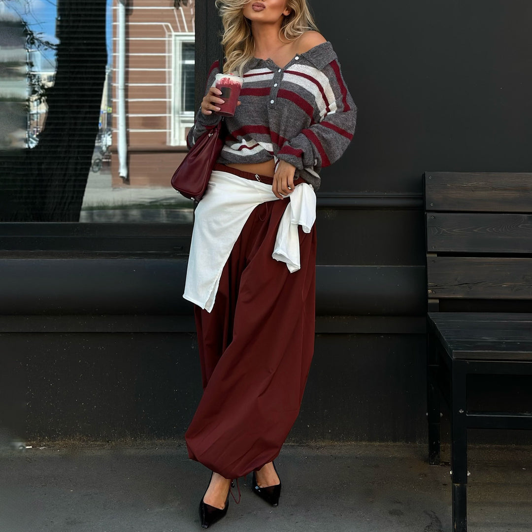 Knitted sweater for women with a stylish striped pattern Lune London