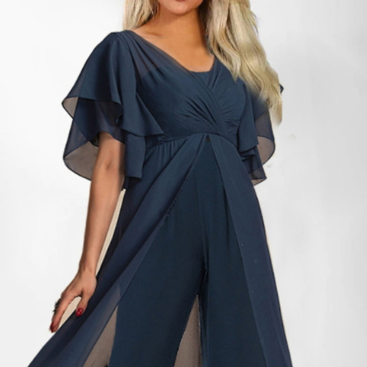 Lune London fluid chiffon evening jumpsuit for women