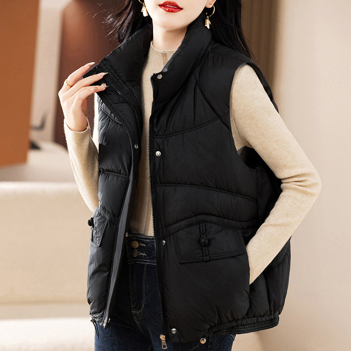 Lady sleeveless down jacket with high collar Lune London