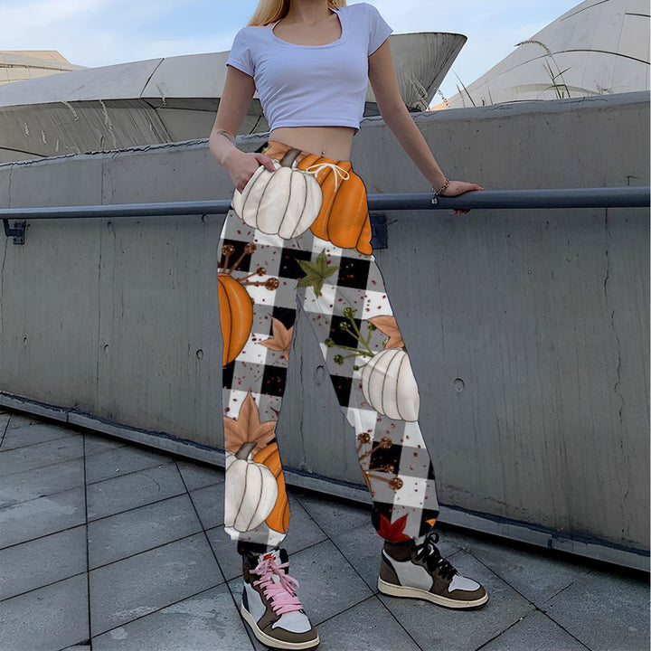 Women Casual Printed Pants with Autumn Pattern Lune London