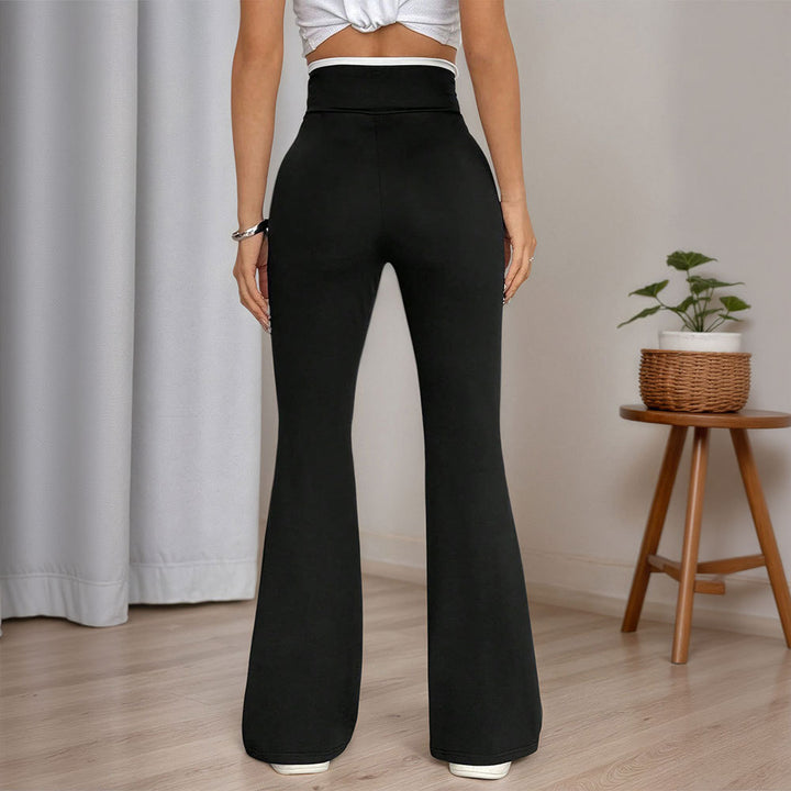 Pantalons de yoga évasés pour femmes avec taille haute et détails de surpiqûres élégants Chic & Stil