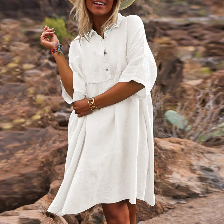 Ladies Casual Cut Versatile Linen Dress Lune London