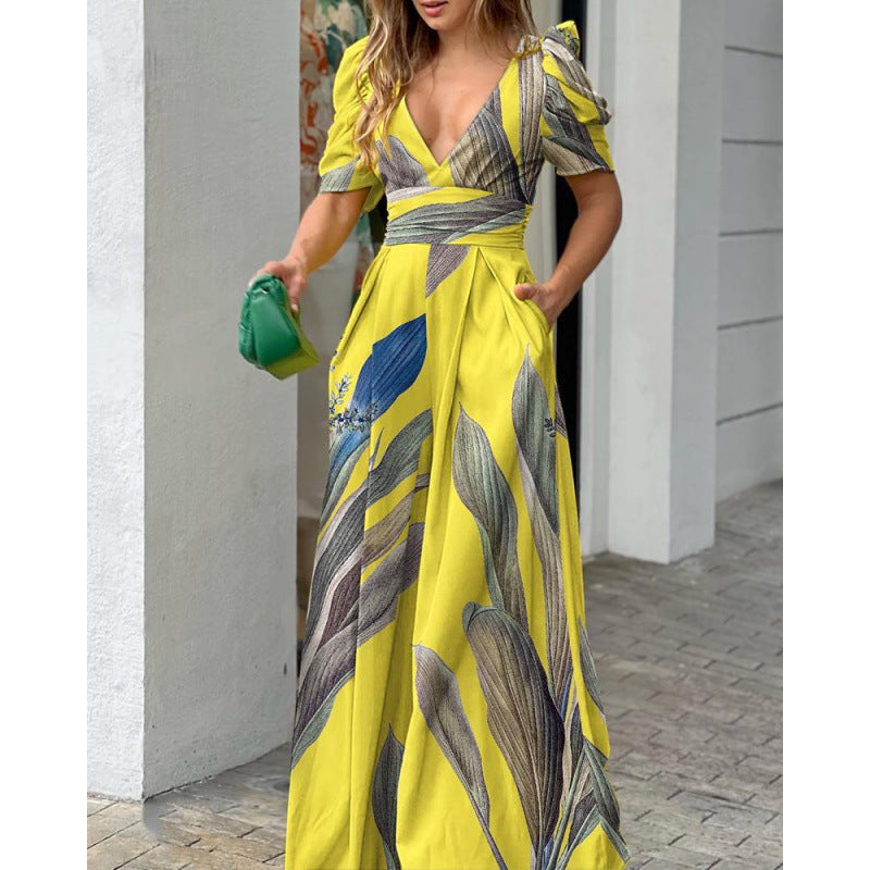 Tropical Floral Printed Maxi Dress Women Chic and Style