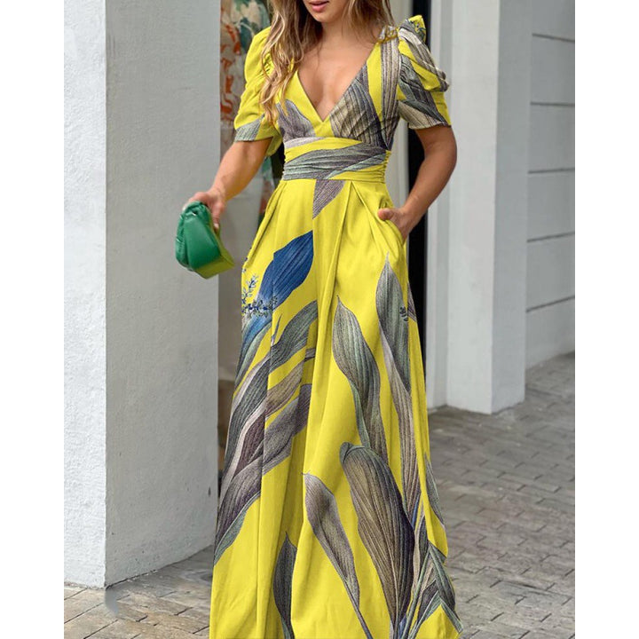 Tropical Floral Printed Maxi Dress Women Chic and Style