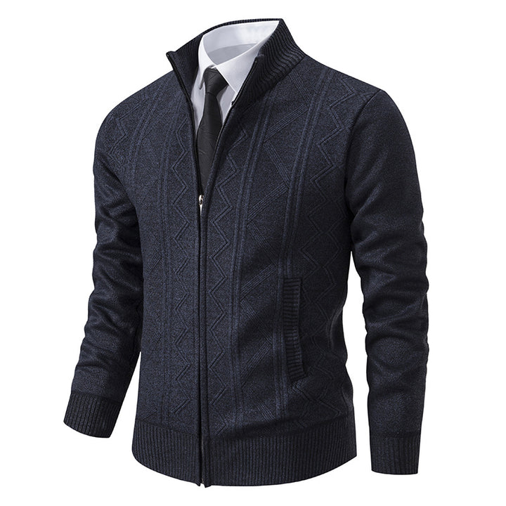 Men's knit jacket with high collar and zipper Lune London