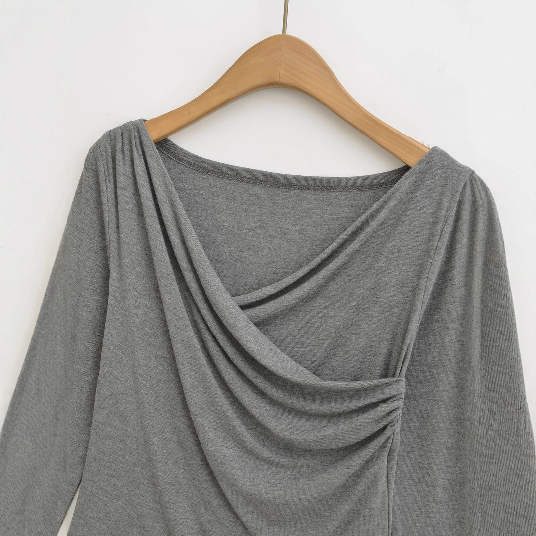 Long sleeve women's t-shirt with an elegant draped design Lune London