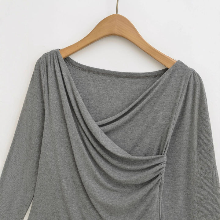 Long sleeve women's t-shirt with an elegant draped design Lune London