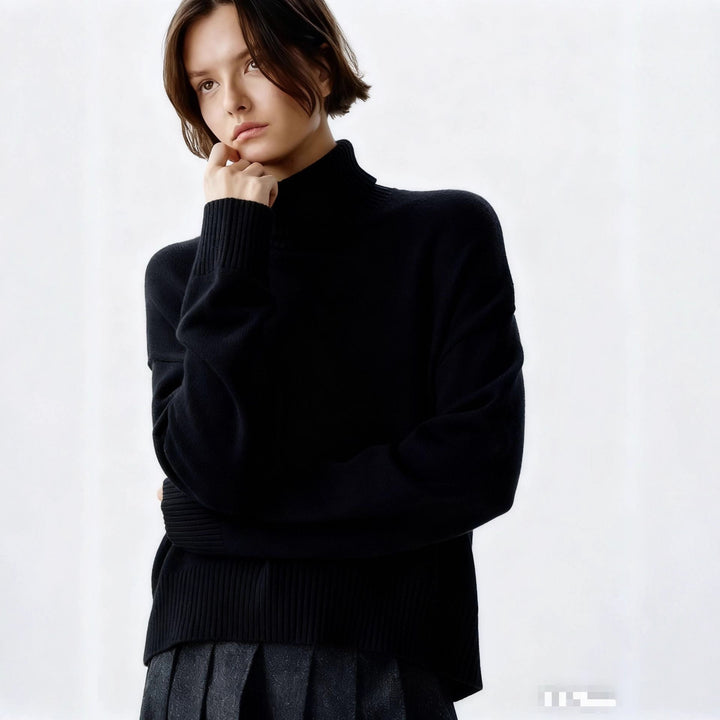 Pull Femme Col Roulé Confortable avec Coupe Oversize et Structure à Fines Côtes Chic & Stil