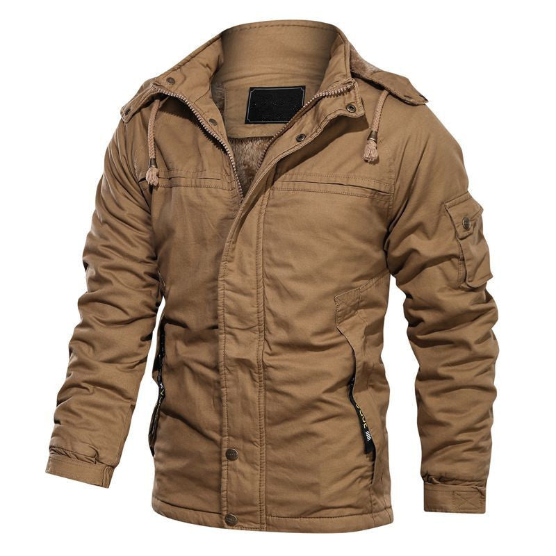 Multifunctional winter jacket for men with fleece lining and removable hood Lune London