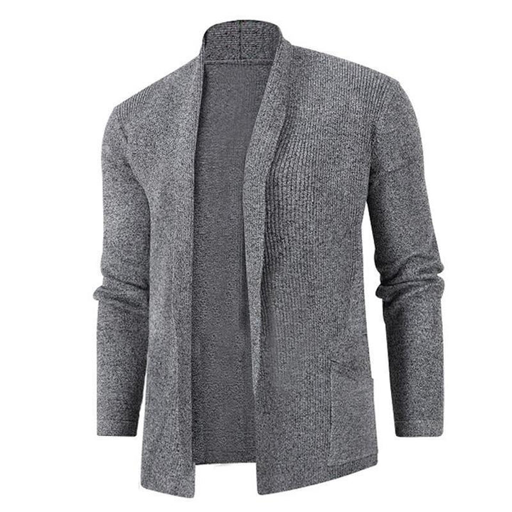 Casual knitted jacket for men with open collar and elegant ribbed design Lune London