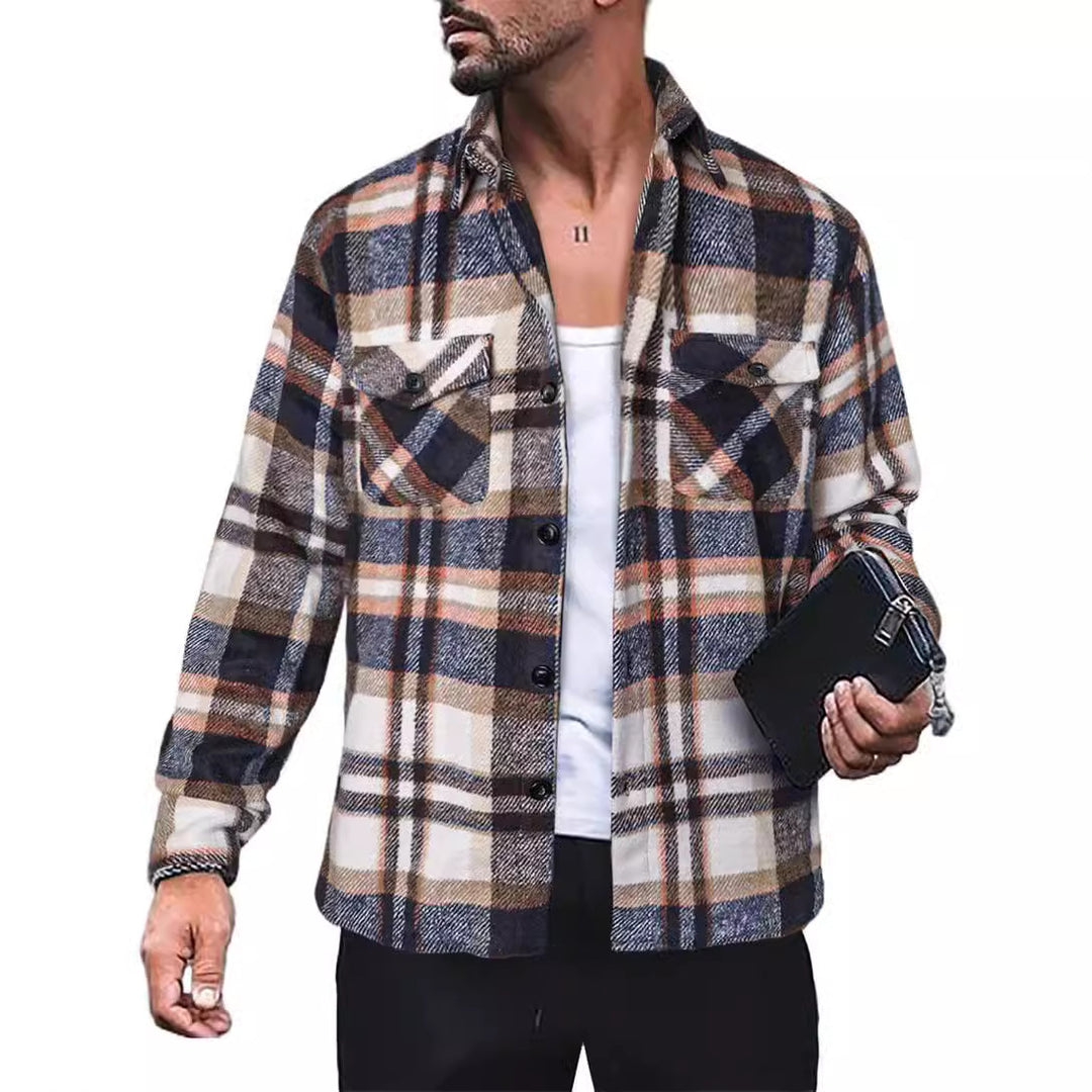 Men's flannel shirt with checkered pattern and functional pockets Lune London