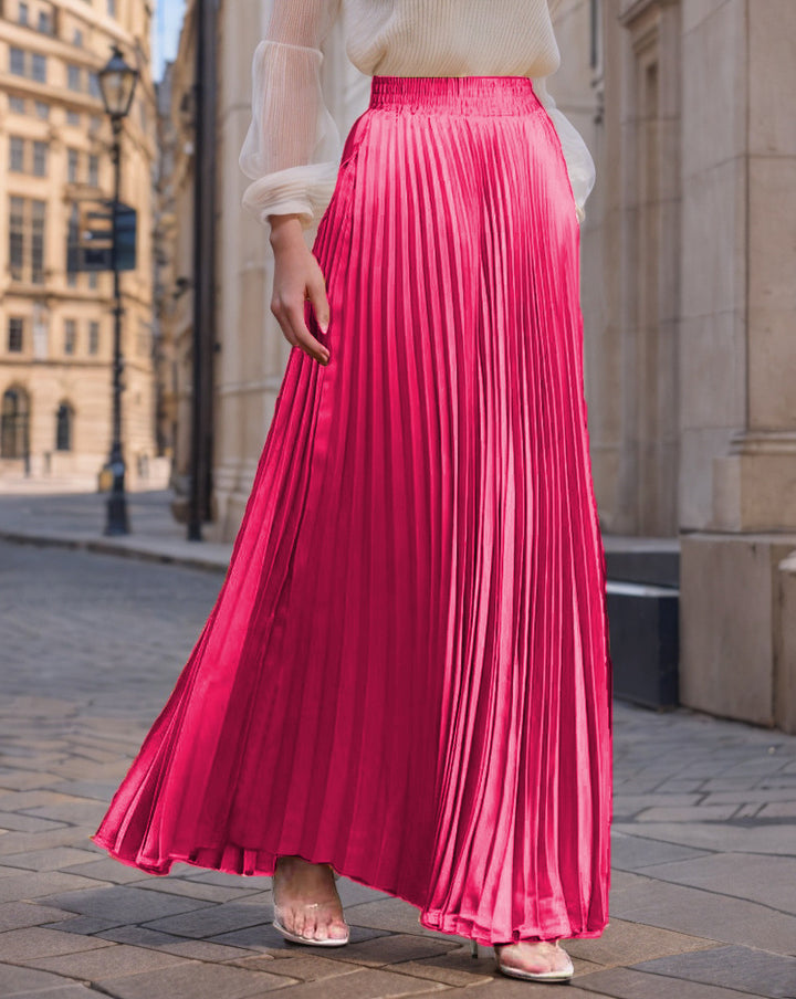 Pleated maxi skirt for women with elastic waist and flowy cut Lune London