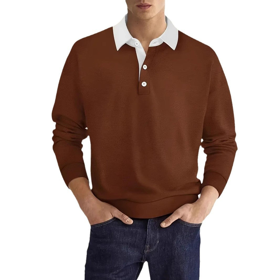 Elegant polo sweater for men with button placket and contrasting collar Lune London