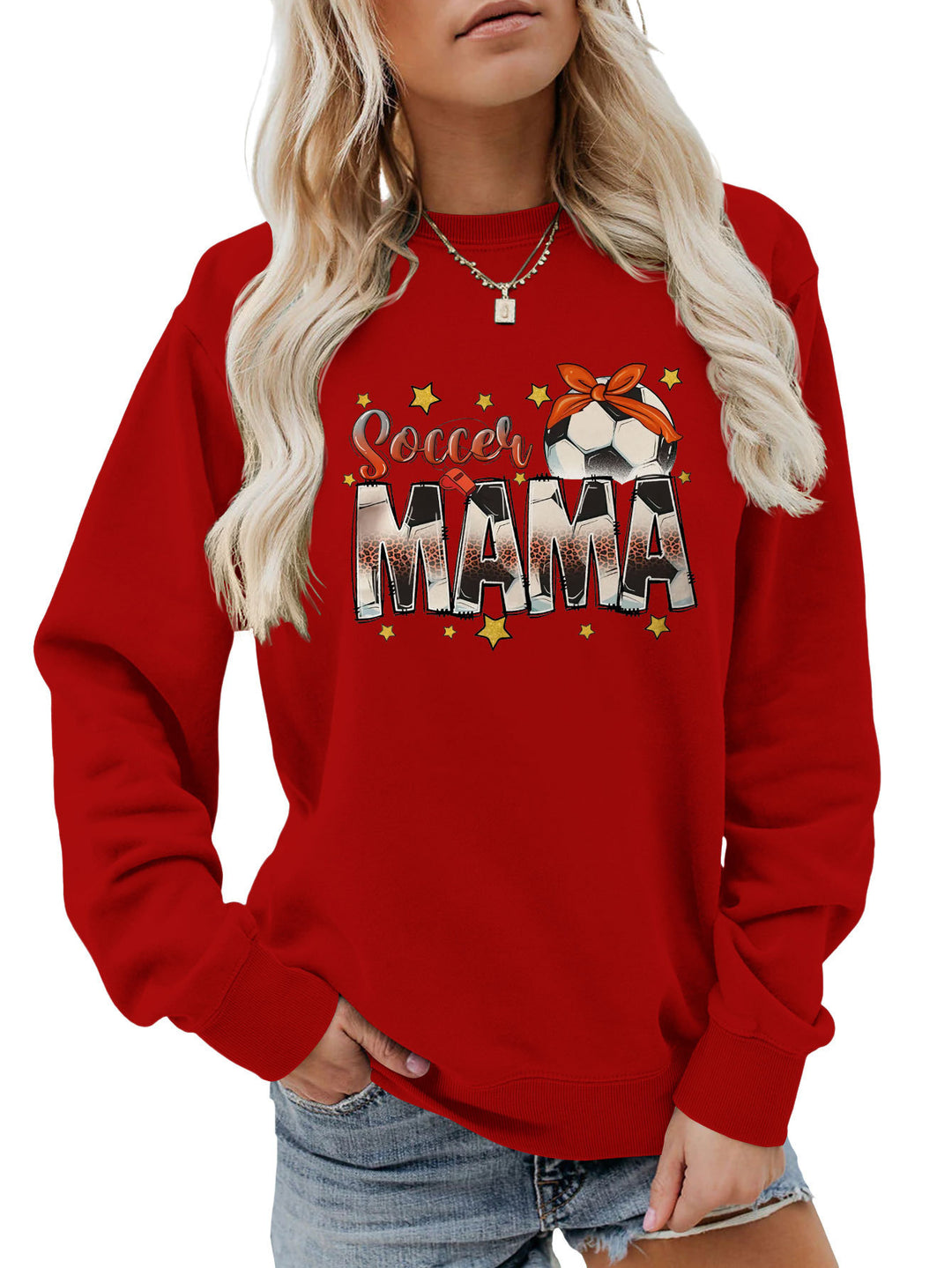 Sweatshirt pour femmes avec imprimé accrocheur "Soccer Mama" et coupe confortable Chic & Stil