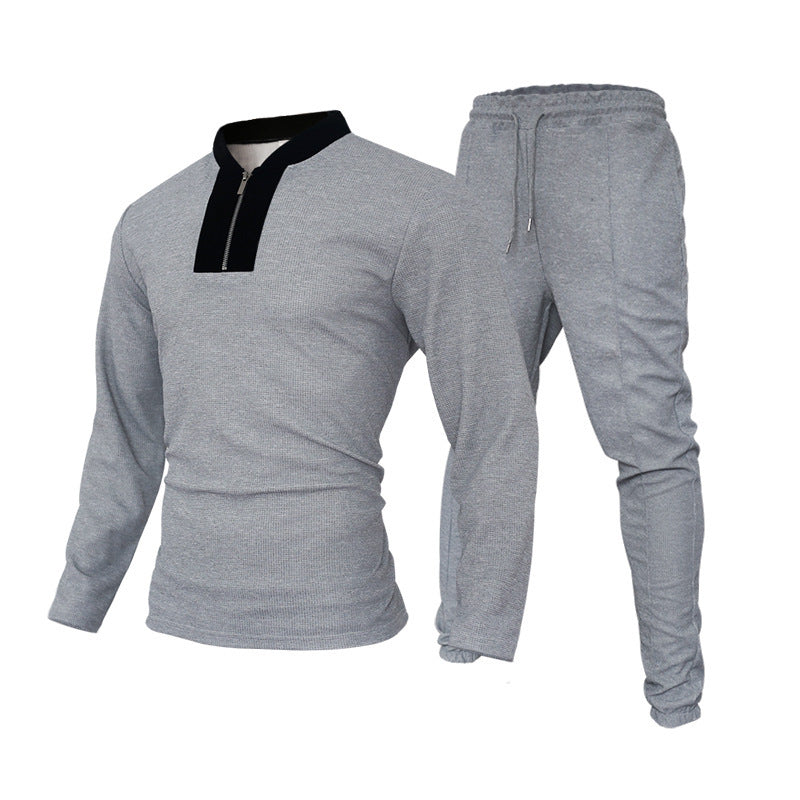 Men's Two-Piece Tracksuit with High Collar and Zipper Lune London