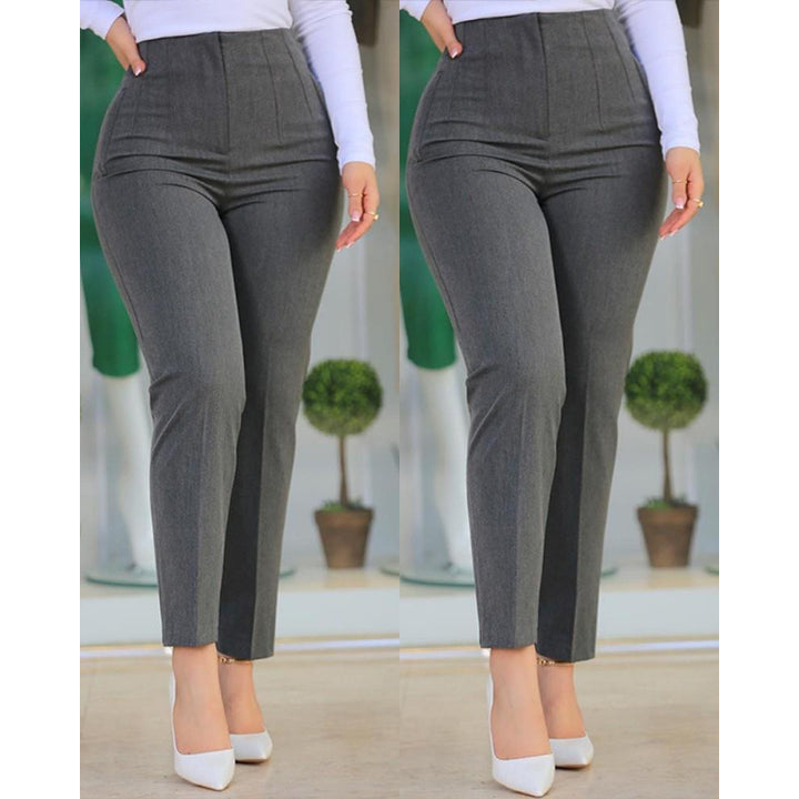 High-waisted slim pants for women with decorative stitching details Lune London