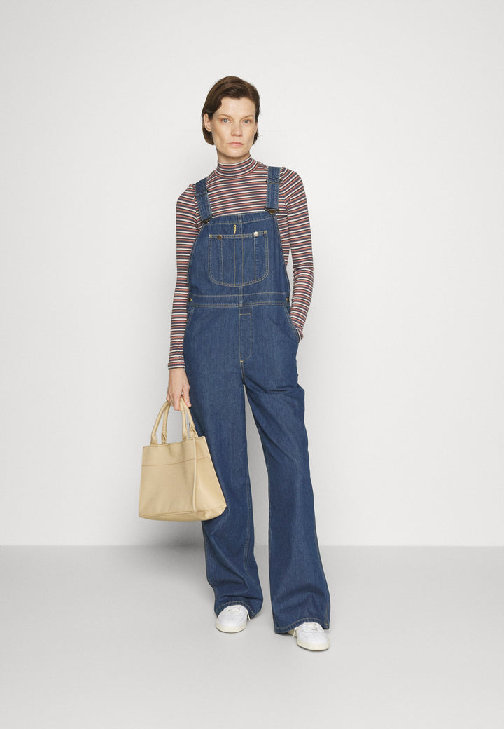 Ladies denim overalls with wide legs and adjustable straps Lune London