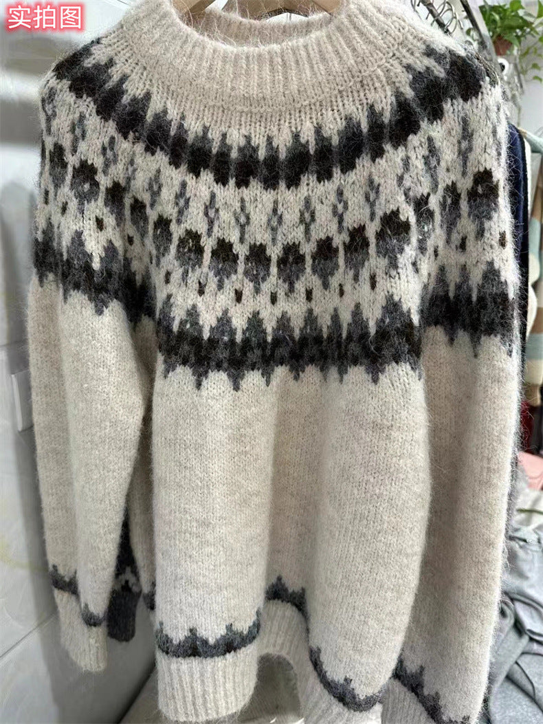 Pull en tricot pour femmes avec motif norvégien Chic & Stil