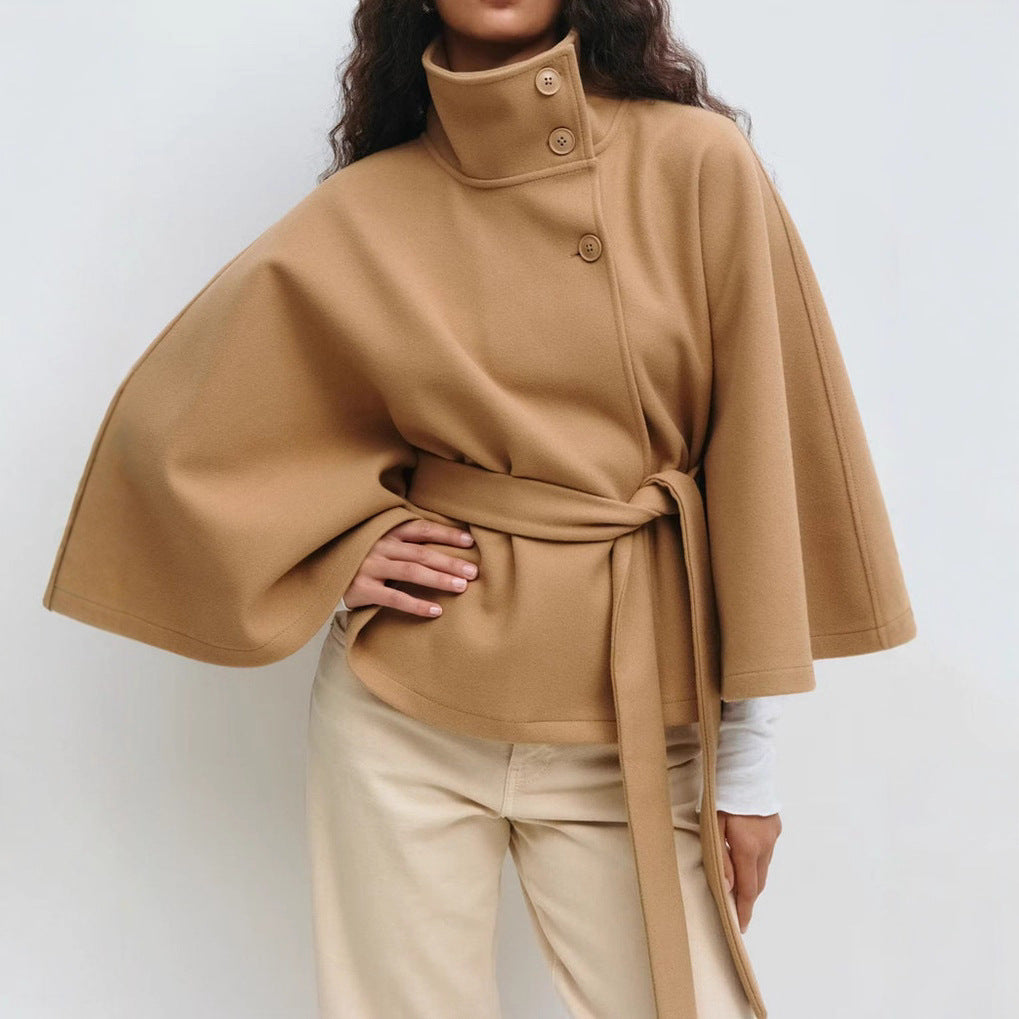 Elegant jacket for women with high collar and chic belt Lune London