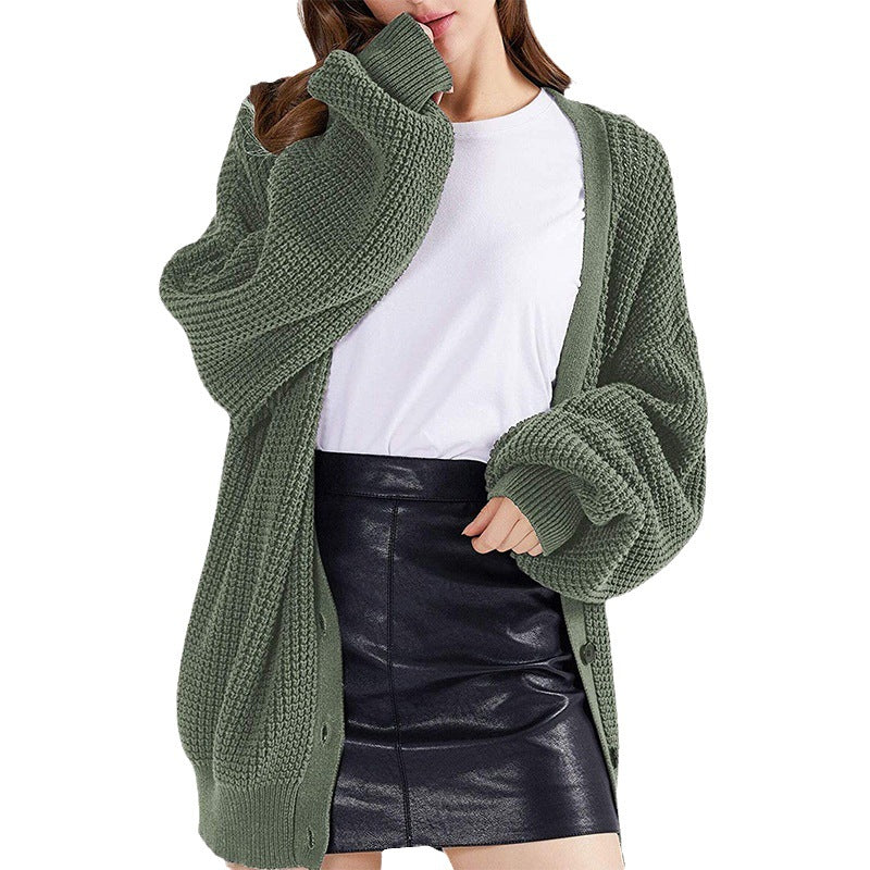 Ladies chunky knit cardigan with drop sleeves Lune London