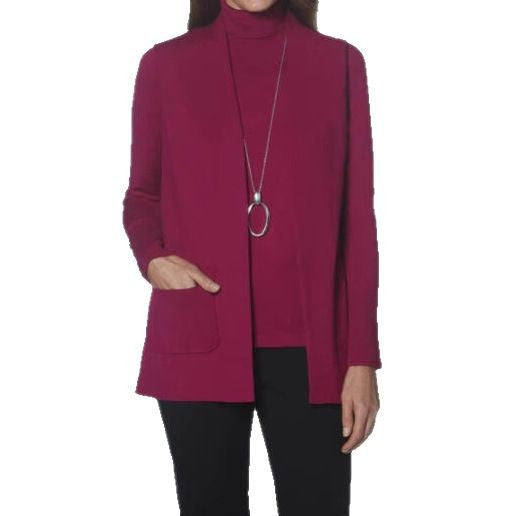 Trendy knit jacket for women with rolled collar and pockets Lune London