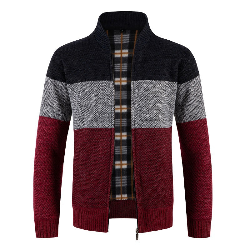 Men's knitted jacket with modern zipper and structured pattern Lune London