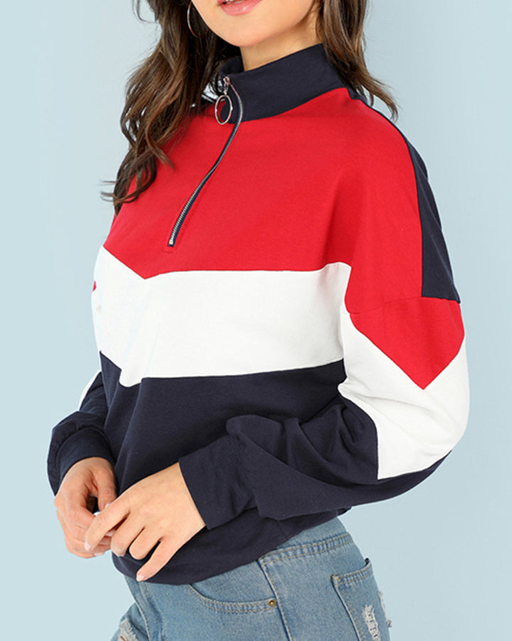Women's sporty sweatshirt with high collar and contrasting design Chic and Style