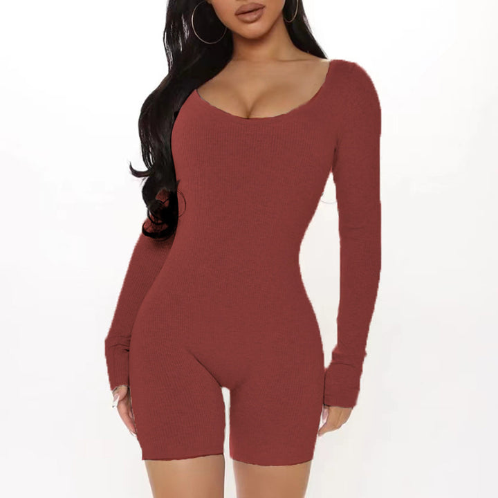 Fitted jumpsuit for women with long sleeves and V-neck Lune London