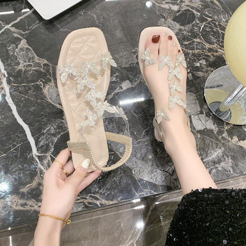 Ladies elegant sandals with rhinestone embellishments Lune London