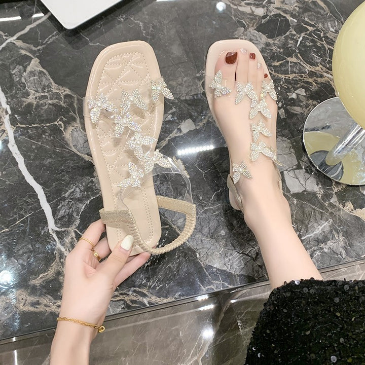 Ladies elegant sandals with rhinestone embellishments Lune London
