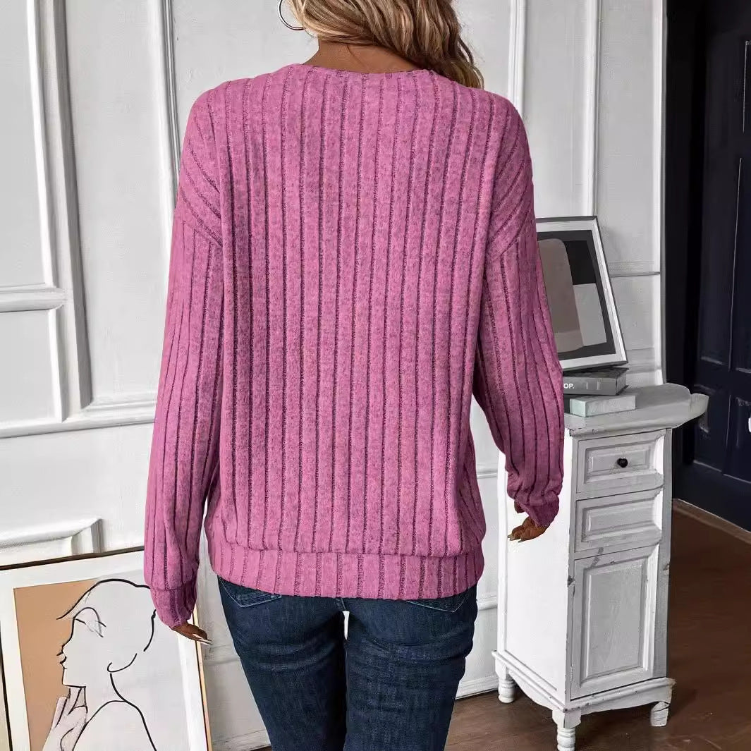 Women's V-neck ribbed structured sweater Lune London