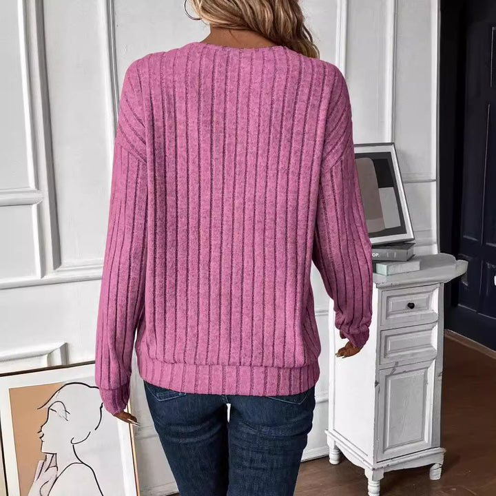 Women's V-neck ribbed structured sweater Lune London