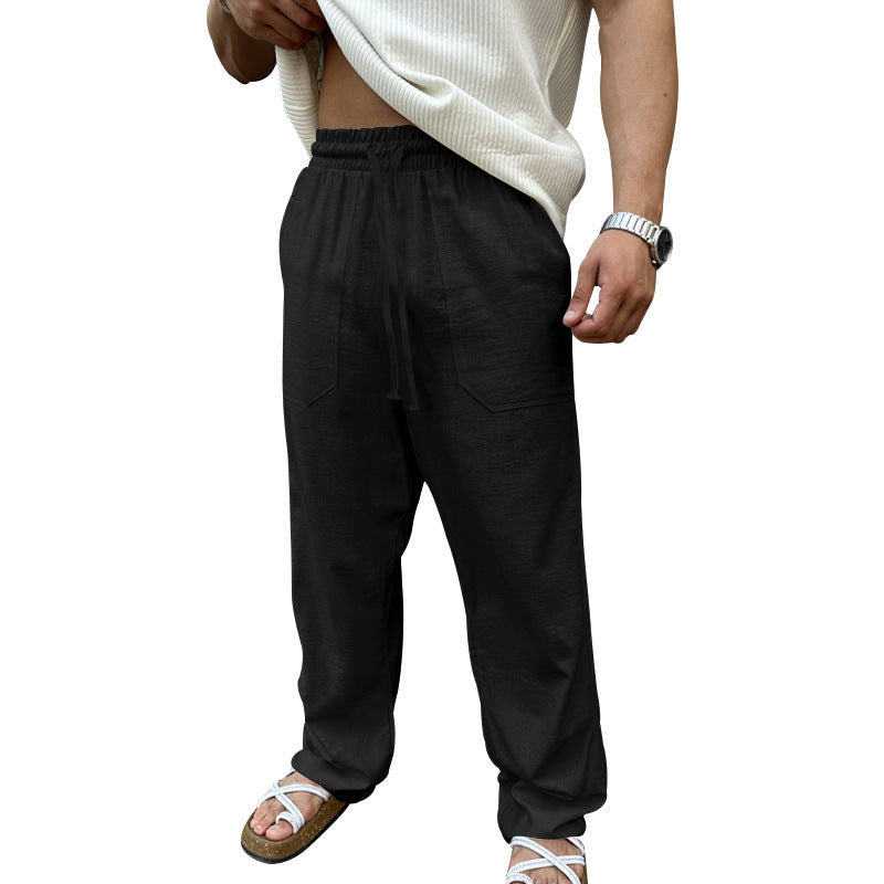 Men's casual linen pants with elastic waistband and practical side pockets Lune London