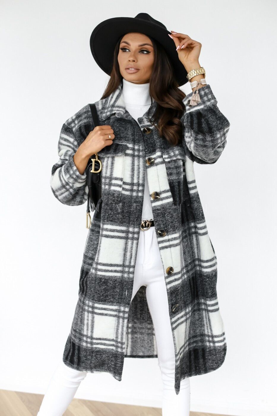 Veste à carreaux grande taille pour femmes Chic & Stil