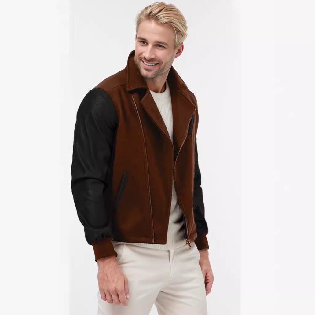 Trendy men's transitional jacket with contrasting sleeves and practical pockets Lune London