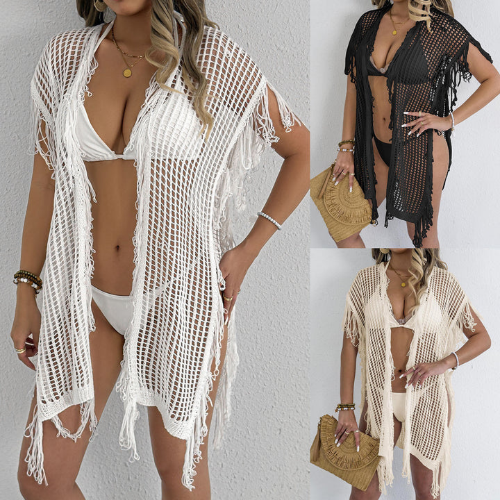 Ladies Fringe Crochet Swimwear Cover-Up Lune London