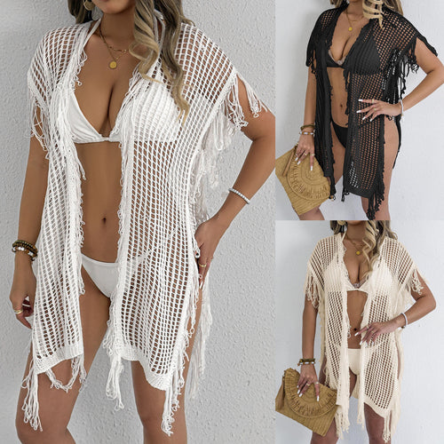 Ladies Fringe Crochet Swimwear Cover-Up Lune London