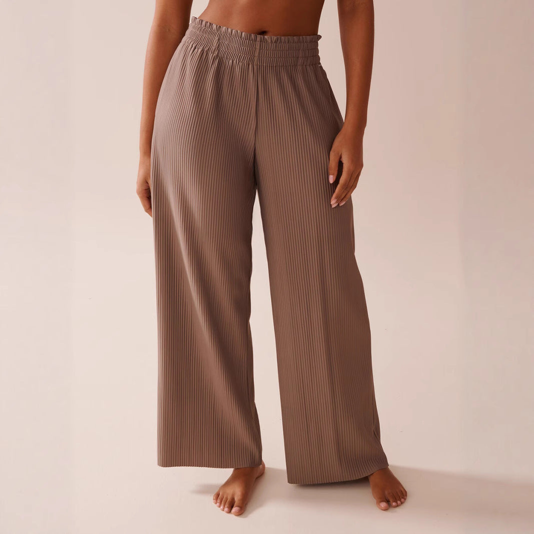Casual pleated pants for women with elastic waistband and side pockets Lune London