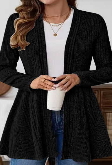 Knit jacket for women with open front and asymmetrical hem Lune London