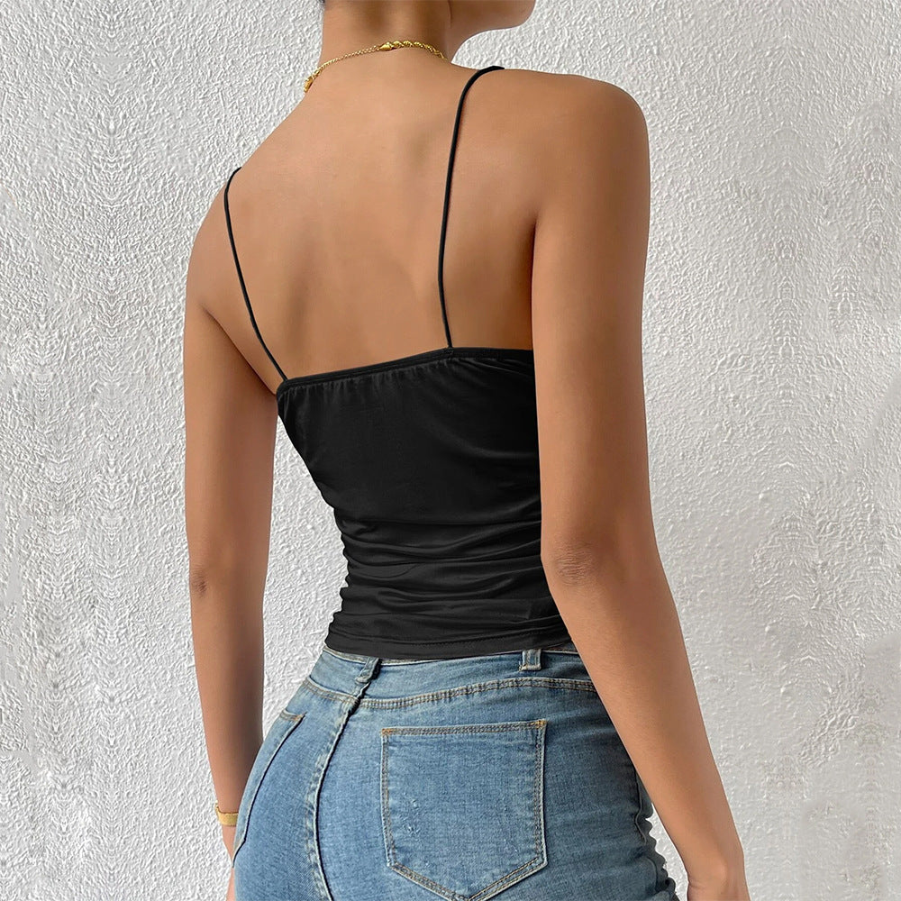 T-shirt ajusté pour femmes avec décolleté en V et fronces Chic & Stil