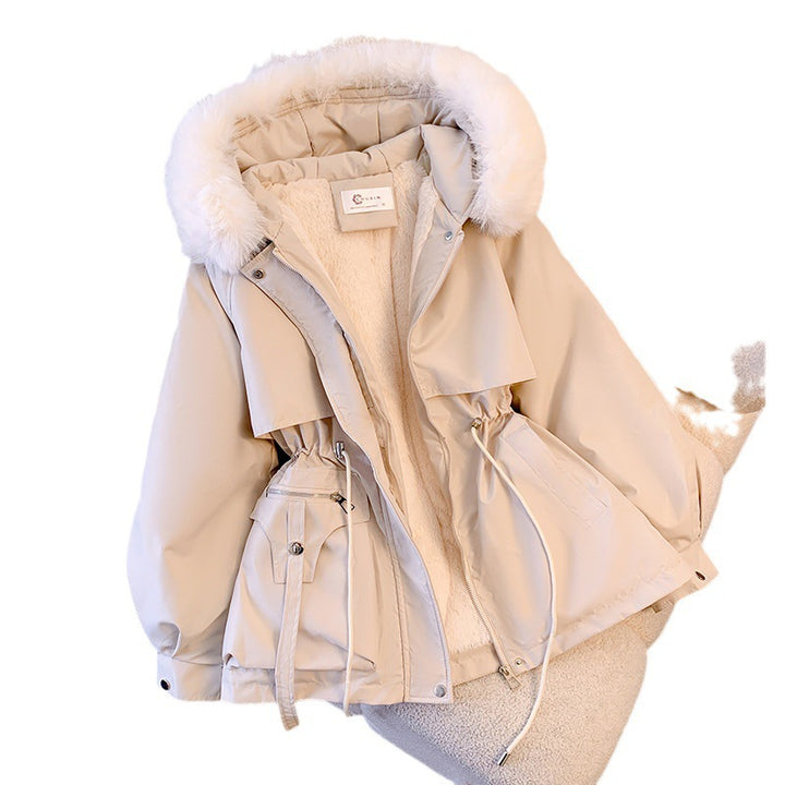 Elegant women's winter coat with removable faux fur collar Lune London