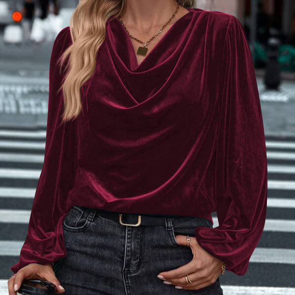 Ladies Elegant Viscose Blouse with Waterfall Neckline Lune London