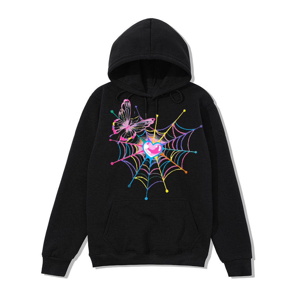Women's hoodie sweatshirt with creative butterfly and spider web design Chic & Stil