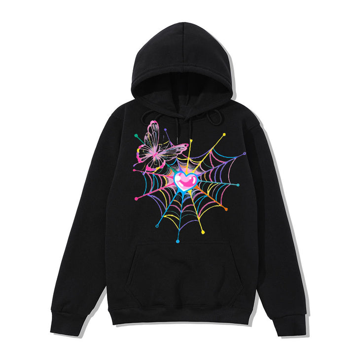 Women's hoodie sweatshirt with creative butterfly and spider web design Chic & Stil